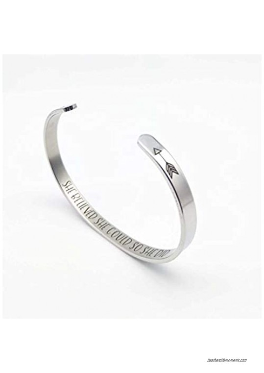 Binami Inspirational Cuff Bracelets Motivational Engraved Mantra Quote Cuff Bangle Best Friend Jewelry Gift for Women Mom Her with Hidden Message