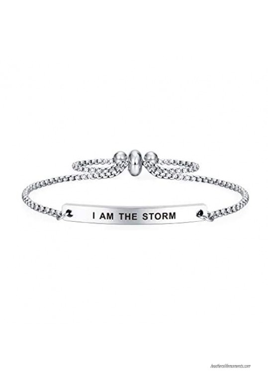 Dainty Cuff Bracelet - I AM THE STORM - Empowering Jewelry for Circle- Women Funny Single Mom Gift Ideas