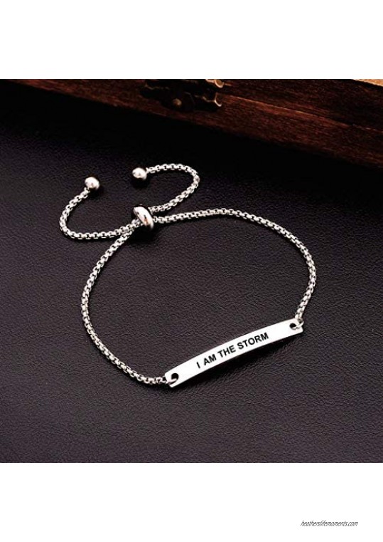 Dainty Cuff Bracelet - I AM THE STORM - Empowering Jewelry for Circle- Women Funny Single Mom Gift Ideas