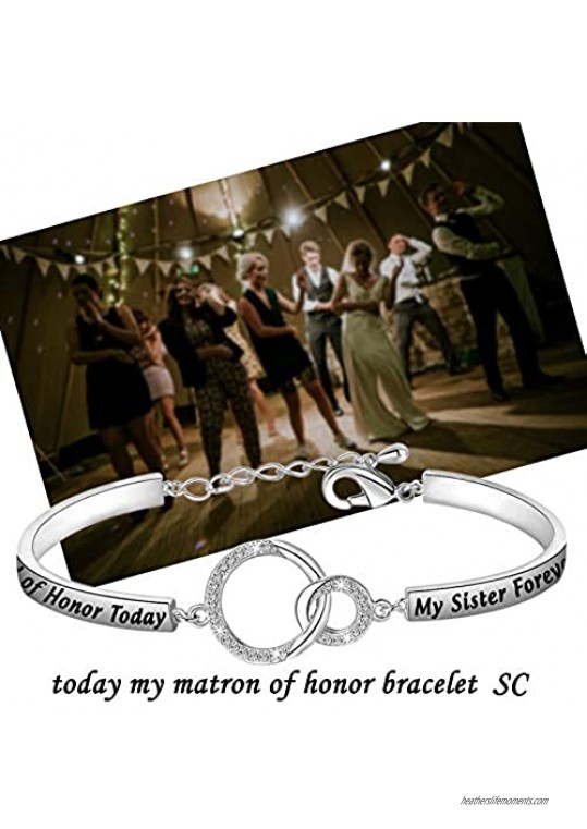 ENSIANTH Wedding Jewelry My Maid of Honor/Matron of Honor Today My Sister Forever Wedding Proposal Gift for Bridesmaid Flower Girl
