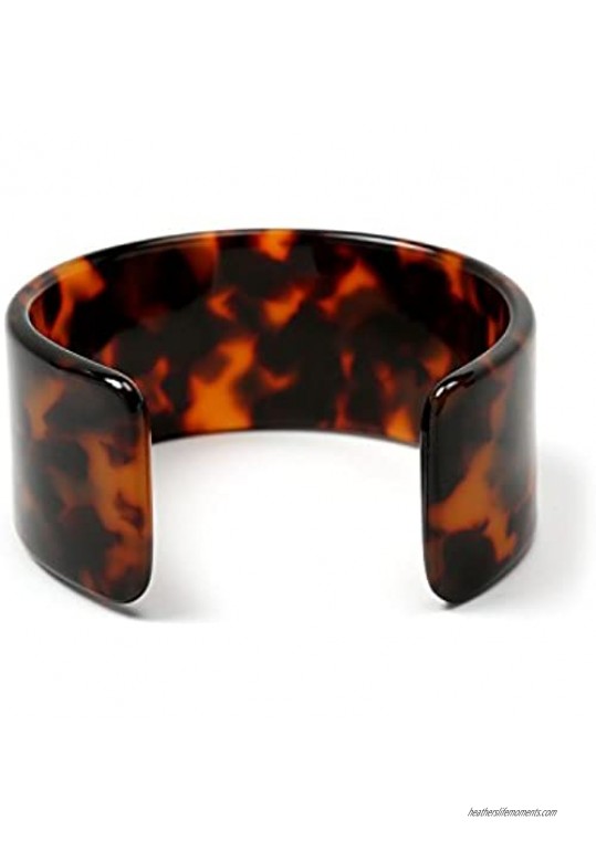 Fashion Statement Brown Golden Acrylic Marbled Leopard Tortoise Shell Wide Or Narrow Cuff Bangle Bracelet for Women Teen