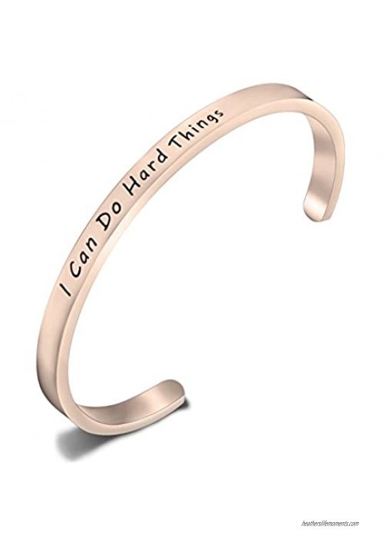 FEELMEM Inspiration Bracelet I Can Do Hard Things Cuff Bangle Bracelet Faith Strength Hope Jewelry Inspirational Gifts