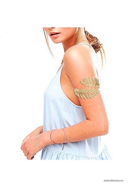FUTIMELY 2Pieces Leaf Upper Arm Cuff Bangle Armband Bracelets for Women Teen Girls Punk Swirl Coil Armlets Bracelets Egyptian Jewelry Set