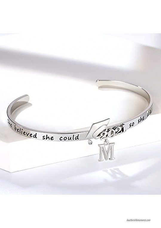 Graduation Gifts for Her 2021 Class of 2021 She Believed She Could So She Did Graduation Gifts Graduation Caps Cuff Bracelet 2021 Graduation Gifts High School College Graduation Gifts for Her 2021