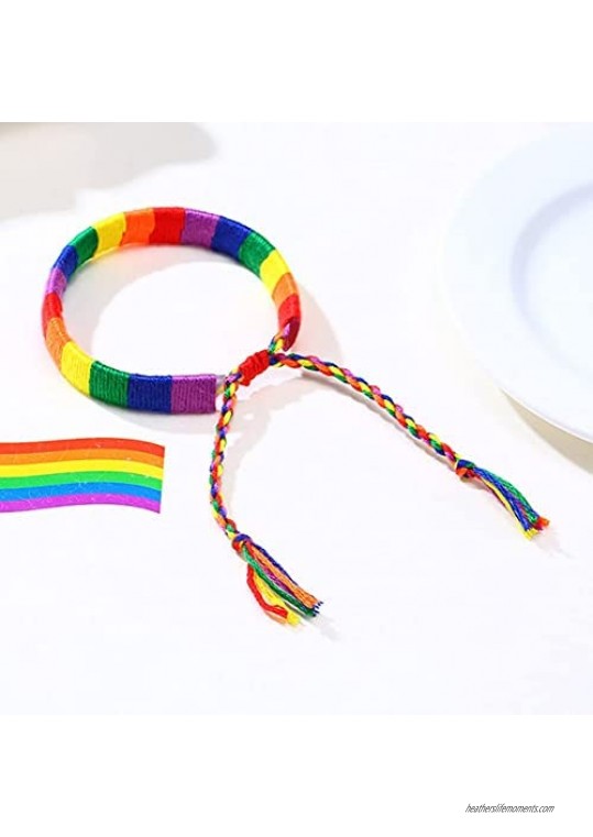 Hanpeelry Rainbow LGBT Bracelet Adjustable Pride Braided Woven Bracelet for Gay & Lesbian Handmade Friendship String Bracelet Gifts