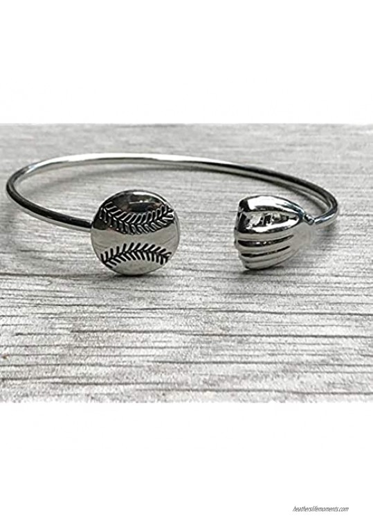 Infinity Collection Softball Charm Bangle Bracelet- Women's Softball Jewelry for Softball Players Softball Mom or Softball Team