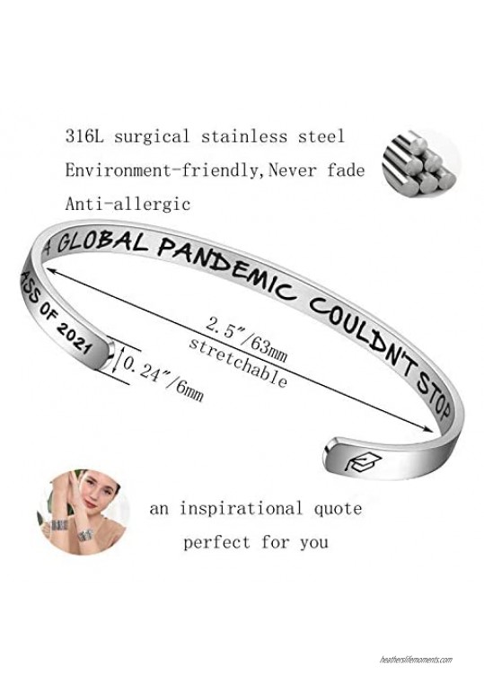 Inspirational Cuff Bracelets Gifts for Women Girls Personalized Motivational Mantra Engraved Stainless Steel Jewelry