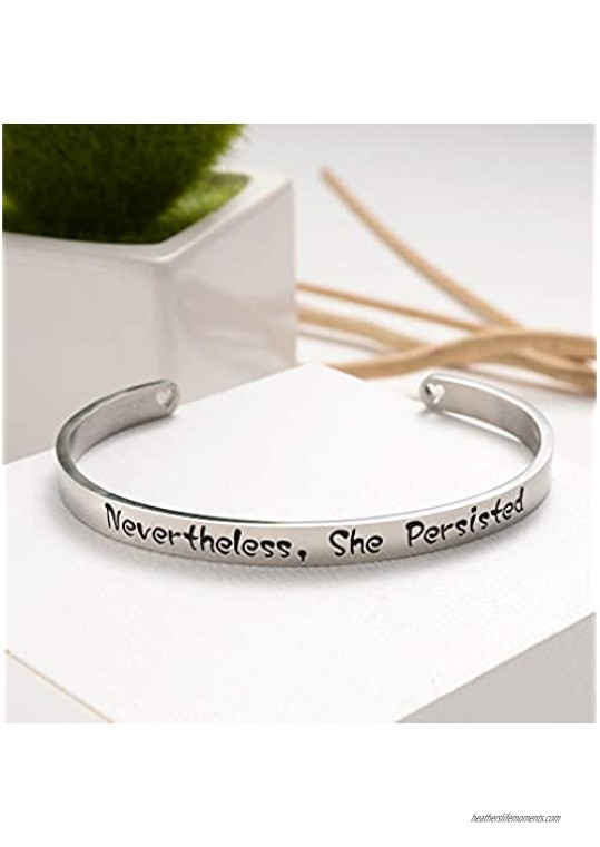 Inspirational Cuff Bracelets Personalized Gift for Men Women Girls Engraved Quote Hidden Message Stainless Steel Bangle Crown Birthday Jewelry with Pretty Gift Box Christmas Thanksgiving Gift