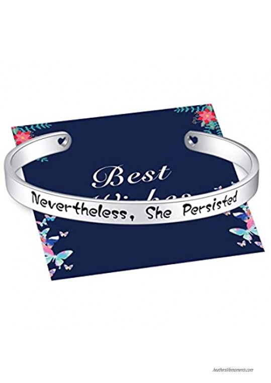Inspirational Cuff Bracelets Personalized Gift for Men Women Girls  Engraved Quote Hidden Message Stainless Steel Bangle Crown Birthday Jewelry with Pretty Gift Box  Christmas Thanksgiving Gift