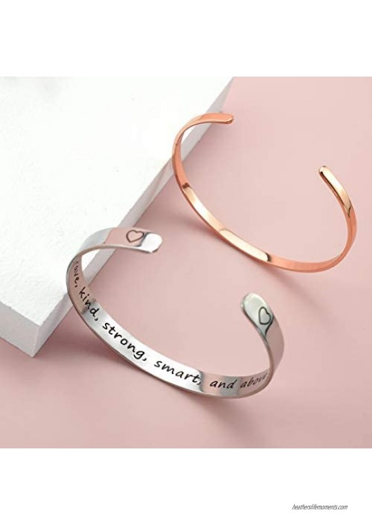 Inspirational Gifts Bracelets You are Brave Kind Strong Smart and Above All Loved Best Friend Bracelet Recovery Encouragement Gift Cuff for Women