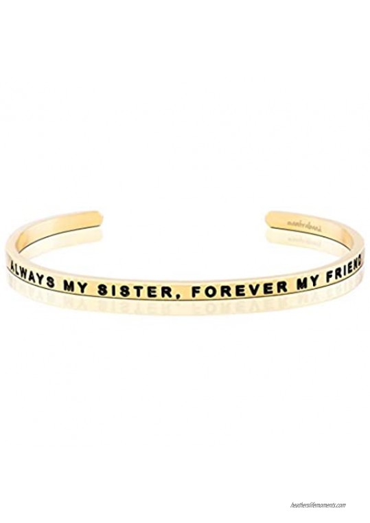 MantraBand Bracelet - Always My Sister Forever My Friend - Inspirational Engraved Adjustable Mantra Band Cuff Bracelet - Yellow Gold - Gifts for Women (Yellow)