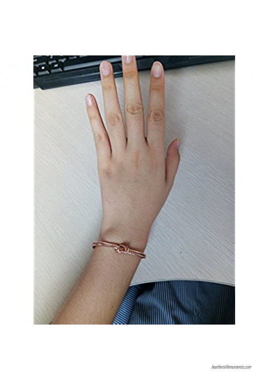 MANZHEN Simple Knot Love Knot Bangle Adjustable Open Cuffs Bracelet for Women Tie The Knot Bangle