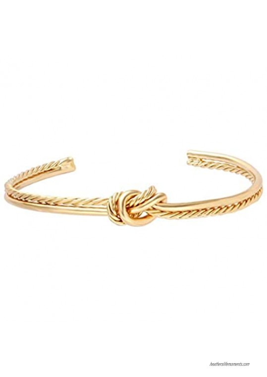 MANZHEN Simple Knot Love Knot Bangle Adjustable Open Cuffs Bracelet for Women Tie The Knot Bangle