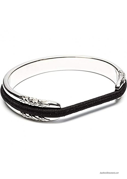 Maria Shireen: Flower Design Hair Tie Bracelet - Stainless Steel Hair Tie Holder - Functional Fashion Accessory - Keeps Track of Hair Ties - Comfortable and Stylish