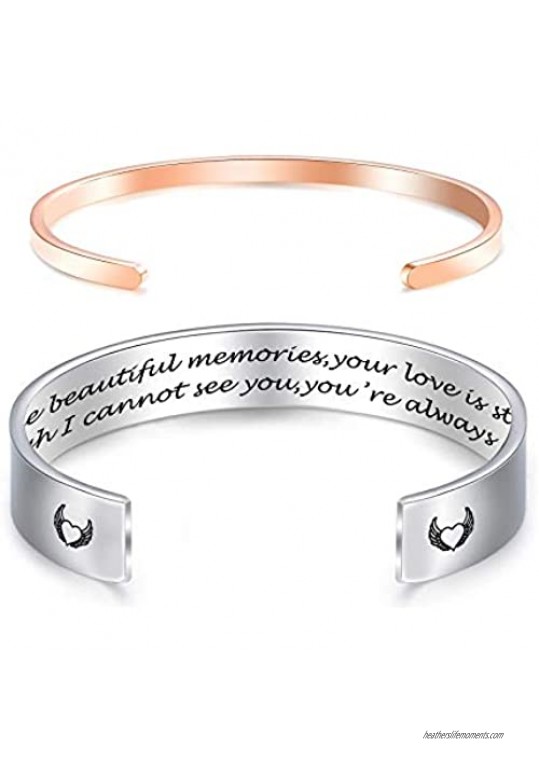 Memorial Gifts Bracelets in Memory of Loved One Remembrance Bracelet Remember Loved One You Left Me Beautiful Memories Cuff Bereavement Gifts
