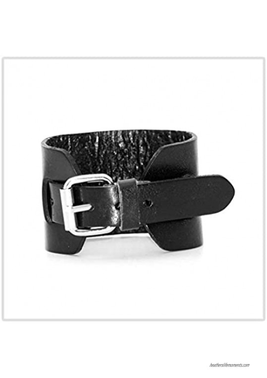 Mgutillart Punk Rock Wide Leather Belt Buckle Cuff Bracelet