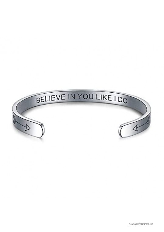 NEWNOVE Inspirational Bracelets for Women Believe in you like I do Birthday Gifts for Her Personalized Gift for Girlfriend friendship bracelets Mantra Cuff Bangle
