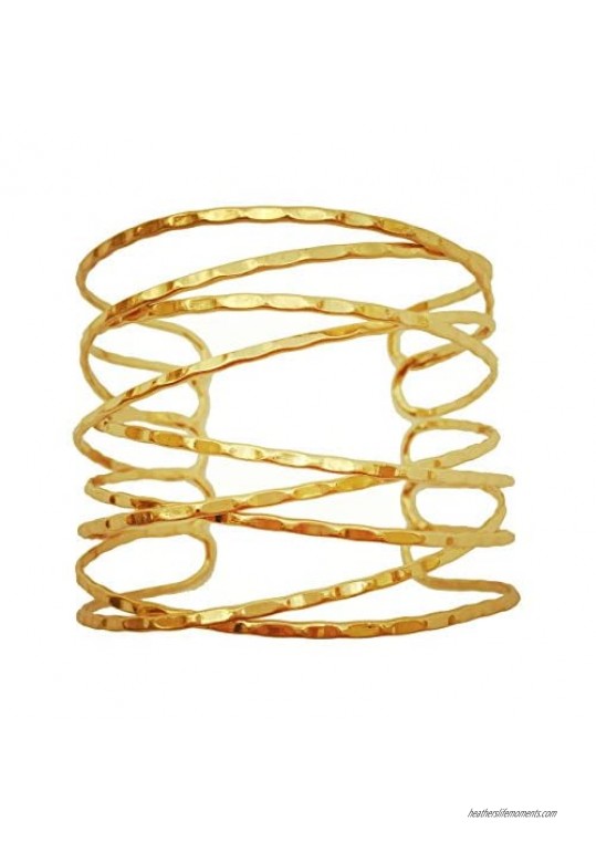 OCTCHOCO Simple Gold Swirl Arm Cuff Fashion Armlet Armband Bangle Bracelet 2.8" Adjustable