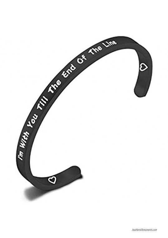 PLITI Stainless Steel Cuff Bangle I Am with You Till The End of The Line BFF Bracelet Geeky Friendship Gift