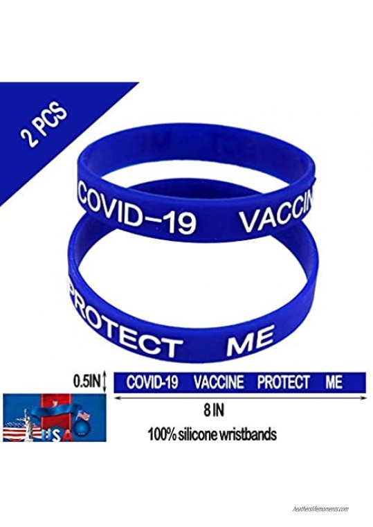 Poem Park Silicone Bracelet COVID-19 Vaccine Vaccinated Protect Me ，COVID 19 Sport Wristbands 2-Pack Adult Size