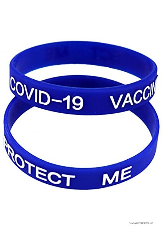 Poem Park Silicone Bracelet COVID-19 Vaccine Vaccinated Protect Me ，COVID 19 Sport Wristbands 2-Pack Adult Size