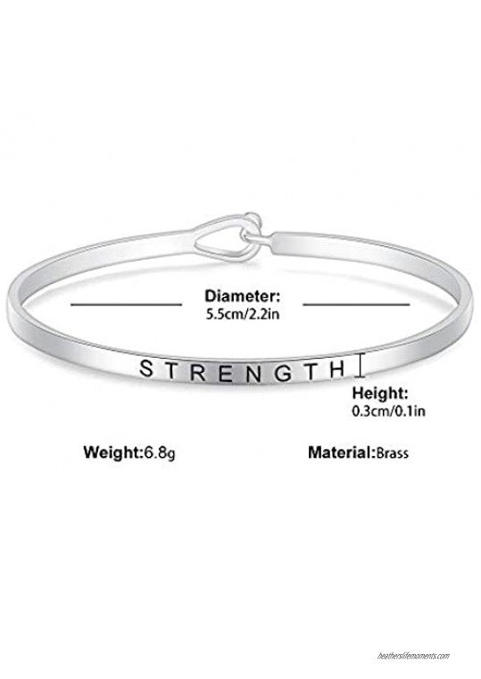 sloong Inspirational Message Engraved Thin Cuff Bangle Hook Bracelet Set for Gift