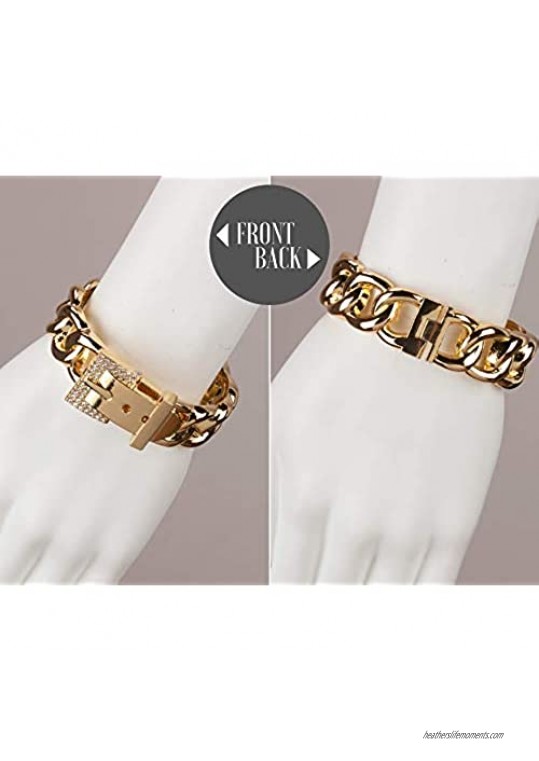 SPUNKYsoul Chain Link Cuff Bracelet in Gold or Silver for Women