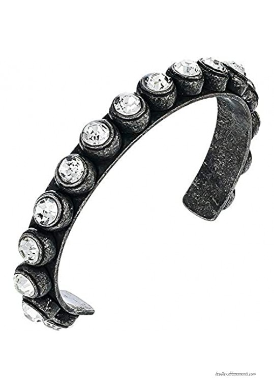 Steve Madden Gunmetal-Tone Studded Cuff Bangle Bracelet for Women