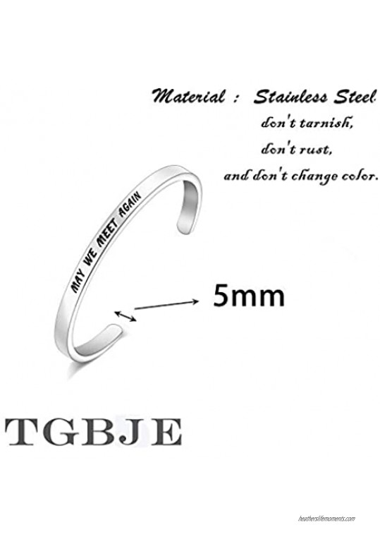 TGBJE Moving Away Gift May We Meet Again Bracelet Cuff Gift for Lover