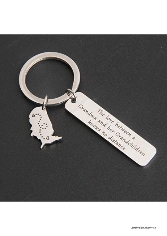 TGBJE The Love Between A Grandma and Her Grandchildren Knows No Distance Keychain Godmother Gift from Goddaughter Godson