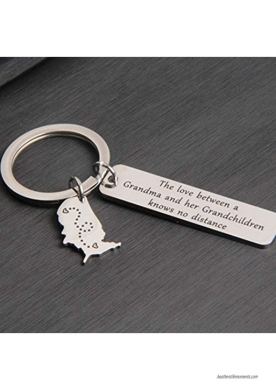 TGBJE The Love Between A Grandma and Her Grandchildren Knows No Distance Keychain Godmother Gift from Goddaughter Godson