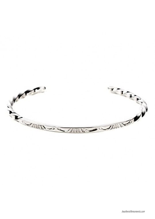 Tskies Sterling Silver Navajo Bracelet for Women Hand Stamped Twisted Cuff Luxury Southwest