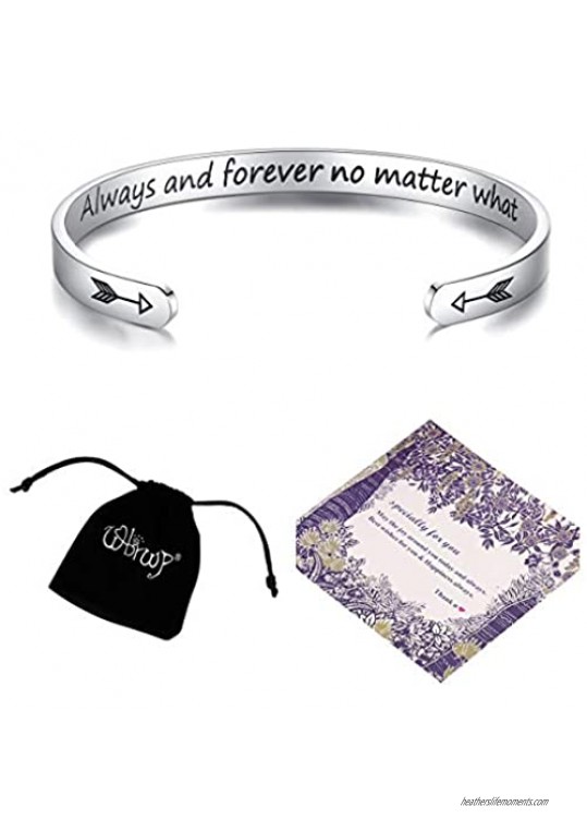 WBRWP Hidden-Message-Bracelet Inspirational Cuff Bracelet Bangle : For Mom Daughter Granddaughter Sister Best Friend Women and Girls Come With Gift Box & Gift Bag & Cute Card