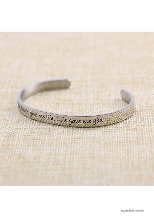 Yiyang Inspirational Bracelets for Women Stainless Steel Mantra Cuff Bangle for Her