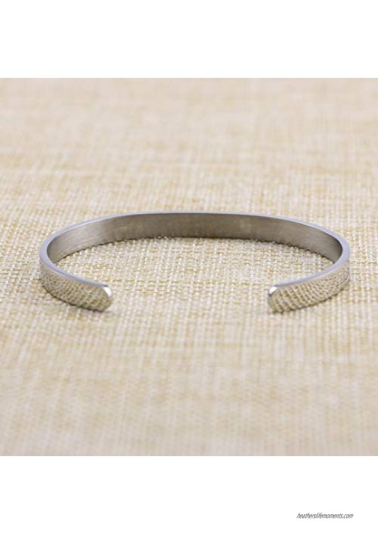 Yiyang Inspirational Bracelets for Women Stainless Steel Mantra Cuff Bangle for Her