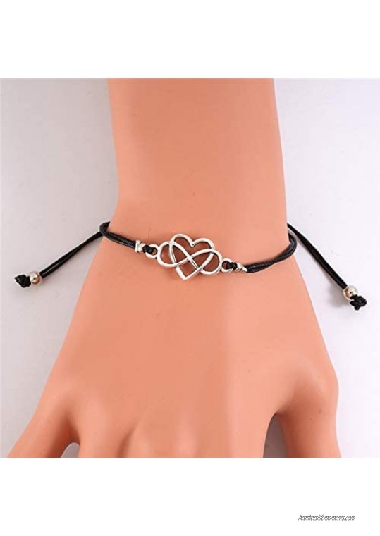 2Pcs Moon&Sun/Heart/Sun Flower/Infinite Heart Adjustable Long Distance Matching Bracelets for Couples & Friendship