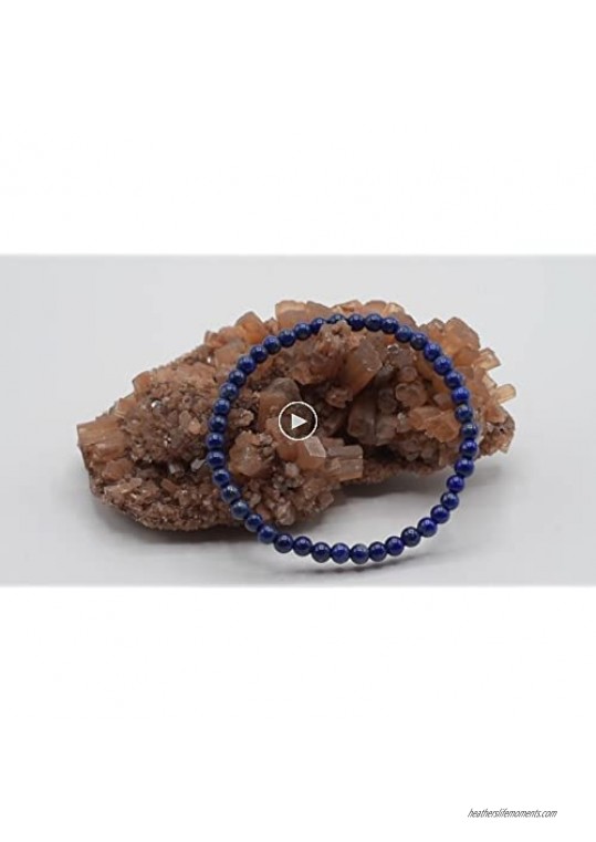 4mm Smooth Round Lapis Lazuli Stretch Bracelets in Various Sizes (6 6.5 7 7.5 8 Inches)