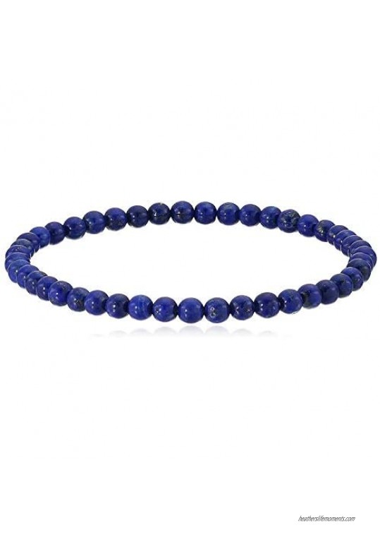 4mm Smooth Round Lapis Lazuli Stretch Bracelets in Various Sizes (6 6.5 7 7.5 8 Inches)