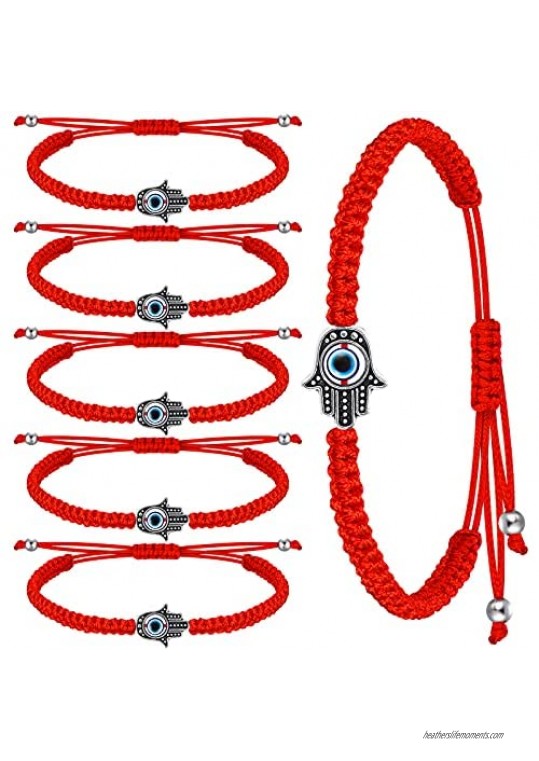 6 Pieces Summer Rope Bracelets Red Bracelet Adjustable Red Cord Bracelet Braided Knot Kabbalah Bracelet with Amulet for Protection  Good Luck  Friendship  Graduation  Birthday  Lovers