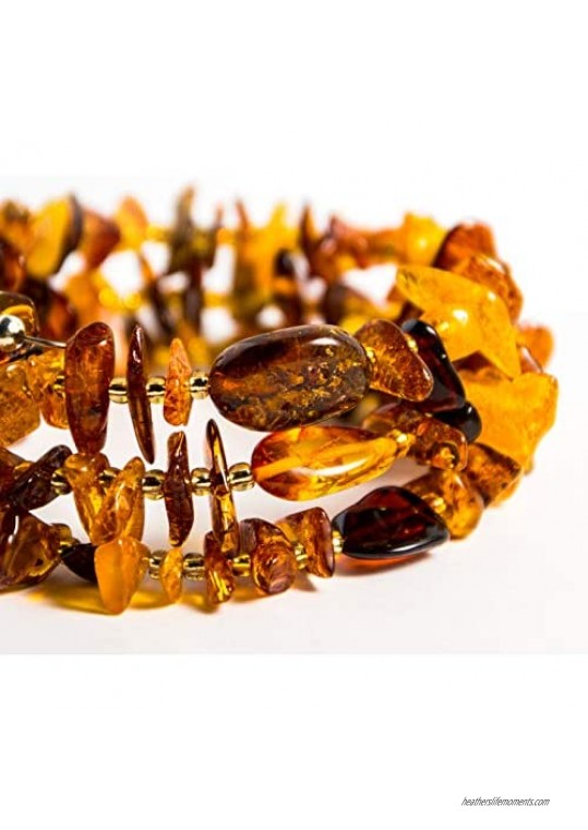 Amber Wire Snake Wrist Bracelet Multi-Layered Decoration Handmade Baltic Amber Jewelry