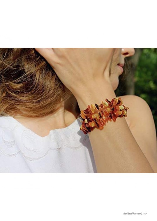 Amber Wire Snake Wrist Bracelet Multi-Layered Decoration Handmade Baltic Amber Jewelry