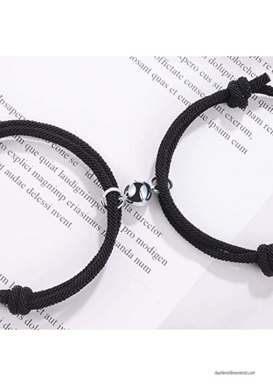BOCHOI 2 Pcs Magnetic Couples Bracelets Mutual Attraction Vows of Eternal Love Relationship Matching Jewelry Gifts for Women Men Bf Gf Friends BFF Him Her Birthday