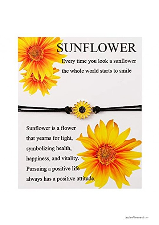 BOMAILSunflower Bracelet Handmade Sunflower Boho Bracelet Friendship Jewelry for Women Girl