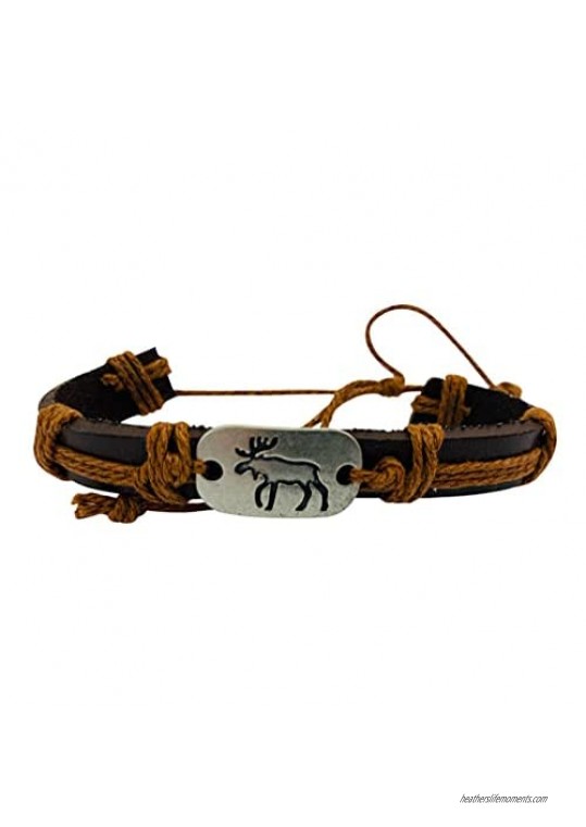 Canada Moose Bracelet Retro Metal Image on an Adjustable Leather Bracelet