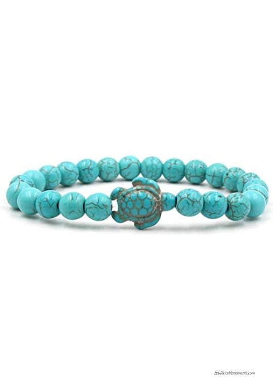 Comelyjewel Premium Quality Turtle Beads Bracelets for Women Men Classic Natural Stone Elastic Friendship Bracelet Beach Jewelry