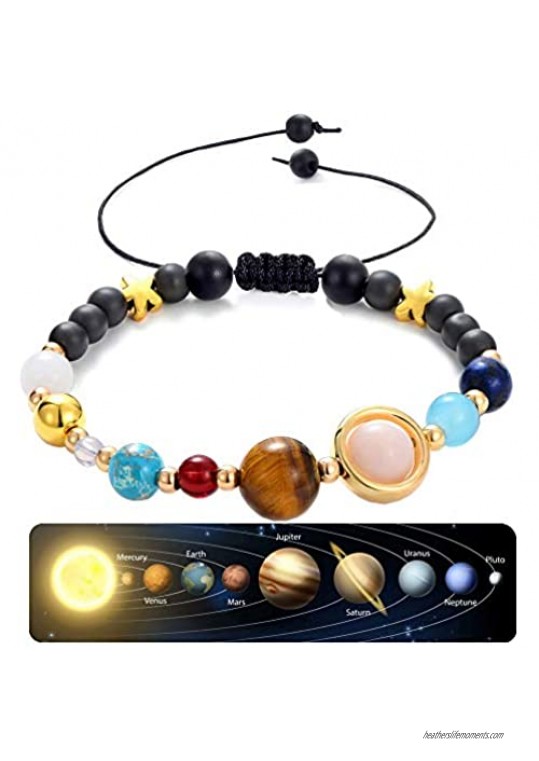 CULOVITY Solar System Bracelet Gemstone Astronomy Galaxy The Nine Planets Guardian Bracelets Jewelry for Womens Mens