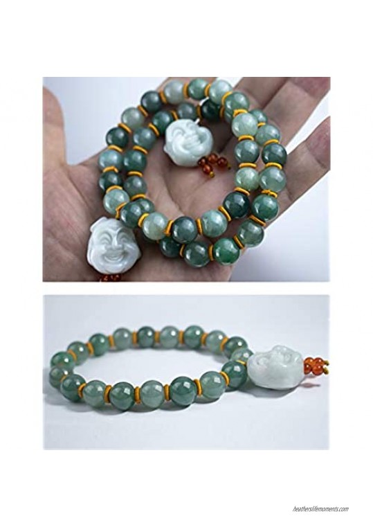 Dahlia Laughing Buddha Jade Bead Bracelet Genuine Certified Grade A Jadeite