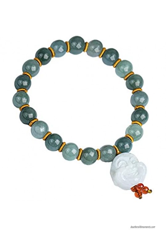 Dahlia Laughing Buddha Jade Bead Bracelet Genuine Certified Grade A Jadeite