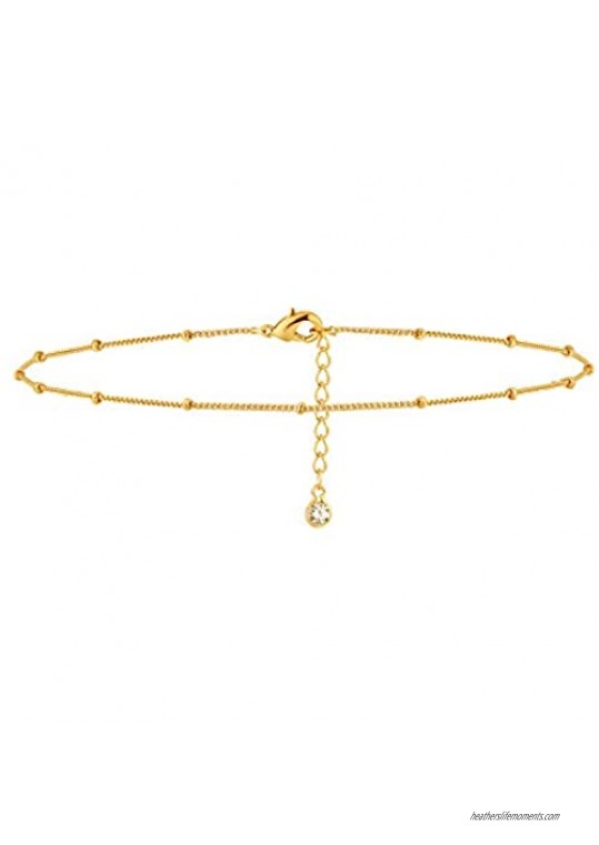 Fettero Gold Bracelet Chain 14K Gold Plated Dainty Minimalist Simple Boho Copper Jewelry Gift for Women Men
