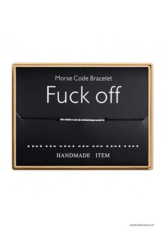 Fuck off Morse Code Bracelet Handmade Bead Adjustable String Bracelets Inspirational Jewelry for Women